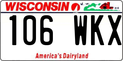 WI license plate 106WKX