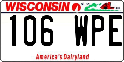 WI license plate 106WPE