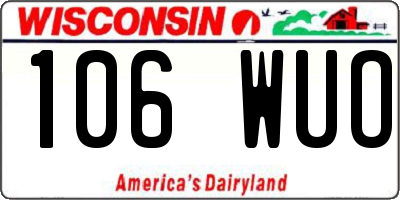 WI license plate 106WUO