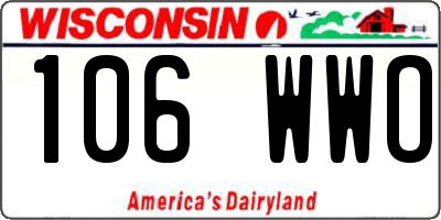 WI license plate 106WWO