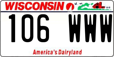 WI license plate 106WWW