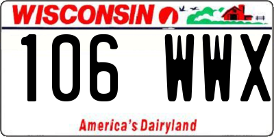 WI license plate 106WWX