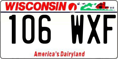 WI license plate 106WXF