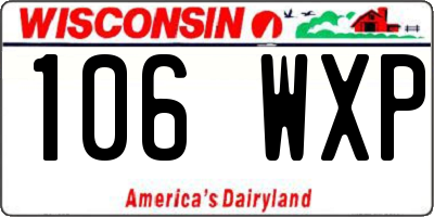 WI license plate 106WXP