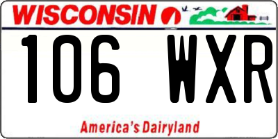 WI license plate 106WXR