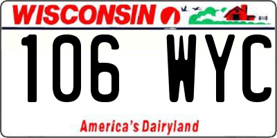 WI license plate 106WYC