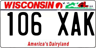 WI license plate 106XAK