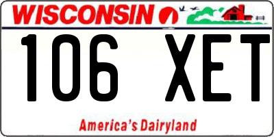 WI license plate 106XET