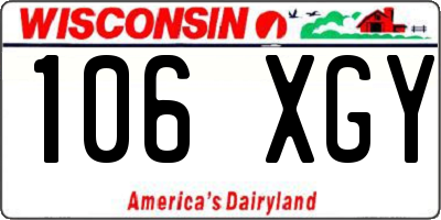 WI license plate 106XGY