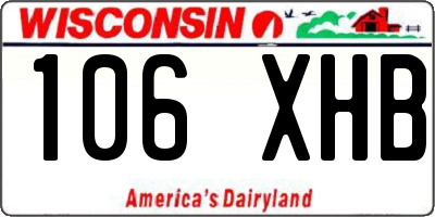 WI license plate 106XHB