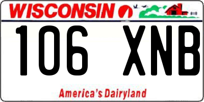WI license plate 106XNB