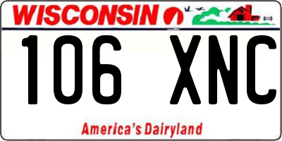 WI license plate 106XNC