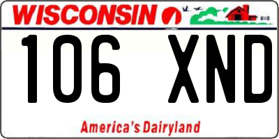 WI license plate 106XND