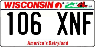WI license plate 106XNF