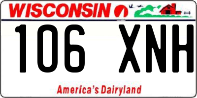 WI license plate 106XNH