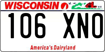 WI license plate 106XNO