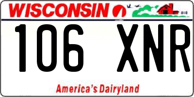 WI license plate 106XNR
