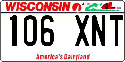 WI license plate 106XNT