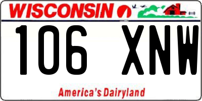 WI license plate 106XNW