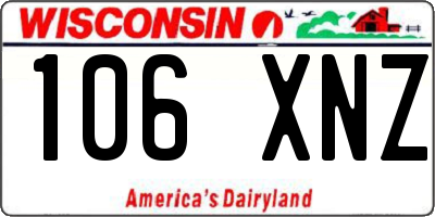 WI license plate 106XNZ