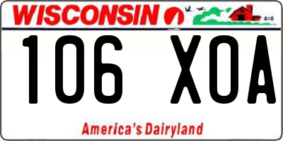 WI license plate 106XOA