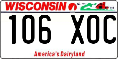 WI license plate 106XOC