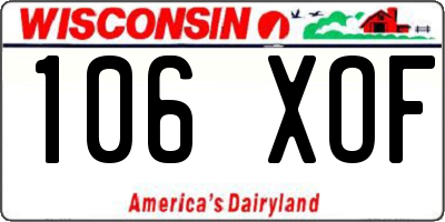 WI license plate 106XOF