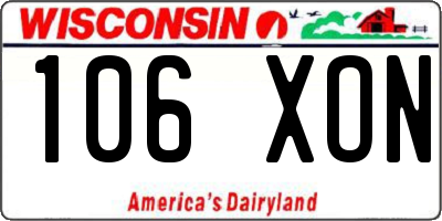 WI license plate 106XON