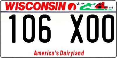 WI license plate 106XOO