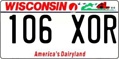 WI license plate 106XOR