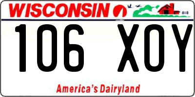 WI license plate 106XOY
