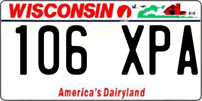 WI license plate 106XPA