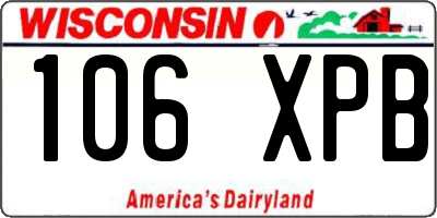 WI license plate 106XPB