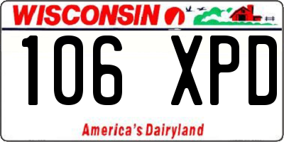 WI license plate 106XPD