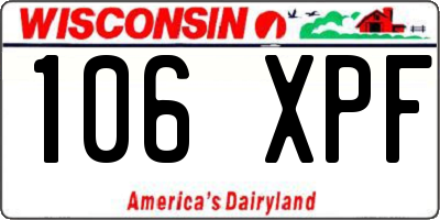 WI license plate 106XPF