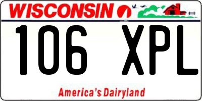 WI license plate 106XPL