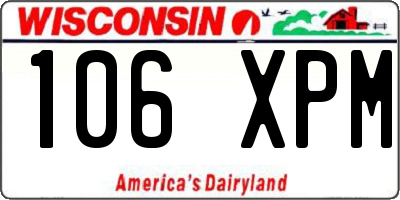 WI license plate 106XPM