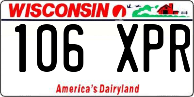 WI license plate 106XPR