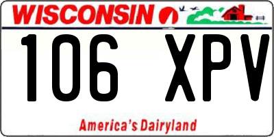 WI license plate 106XPV