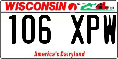 WI license plate 106XPW