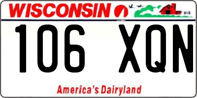 WI license plate 106XQN