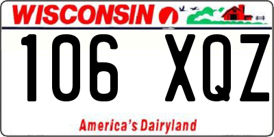 WI license plate 106XQZ