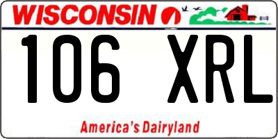 WI license plate 106XRL