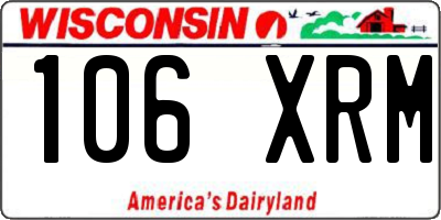WI license plate 106XRM