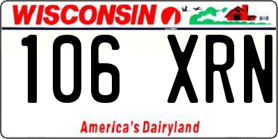 WI license plate 106XRN