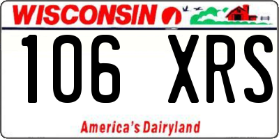 WI license plate 106XRS