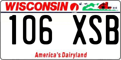 WI license plate 106XSB