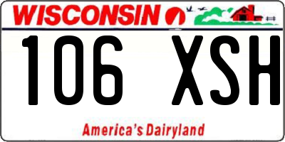WI license plate 106XSH