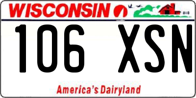 WI license plate 106XSN
