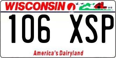 WI license plate 106XSP